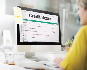 Credit score on computer screen